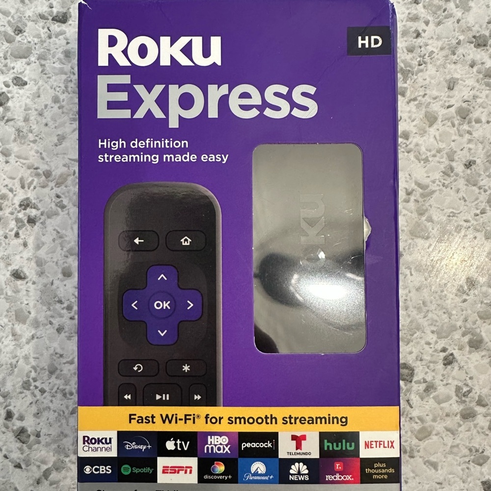 Roku Express HD Streaming Device in Purple Box
